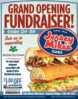FOOD FOR THOUGHT: Jersey Mike's gives $1 to Mayfield City Schools for every sub sold Oct. 22-26
